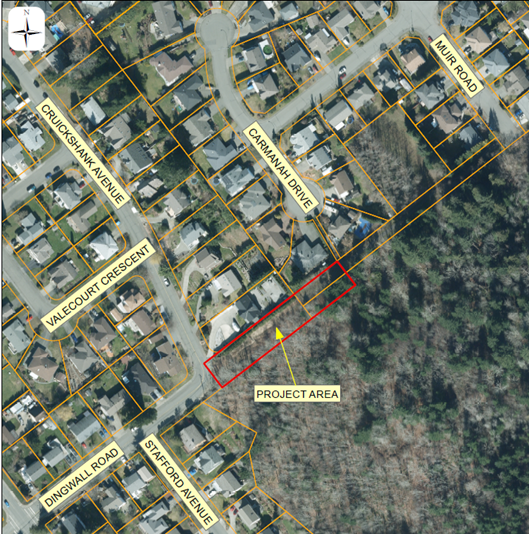 Map of proposed project area. The project aeea is highlighted by a red box.